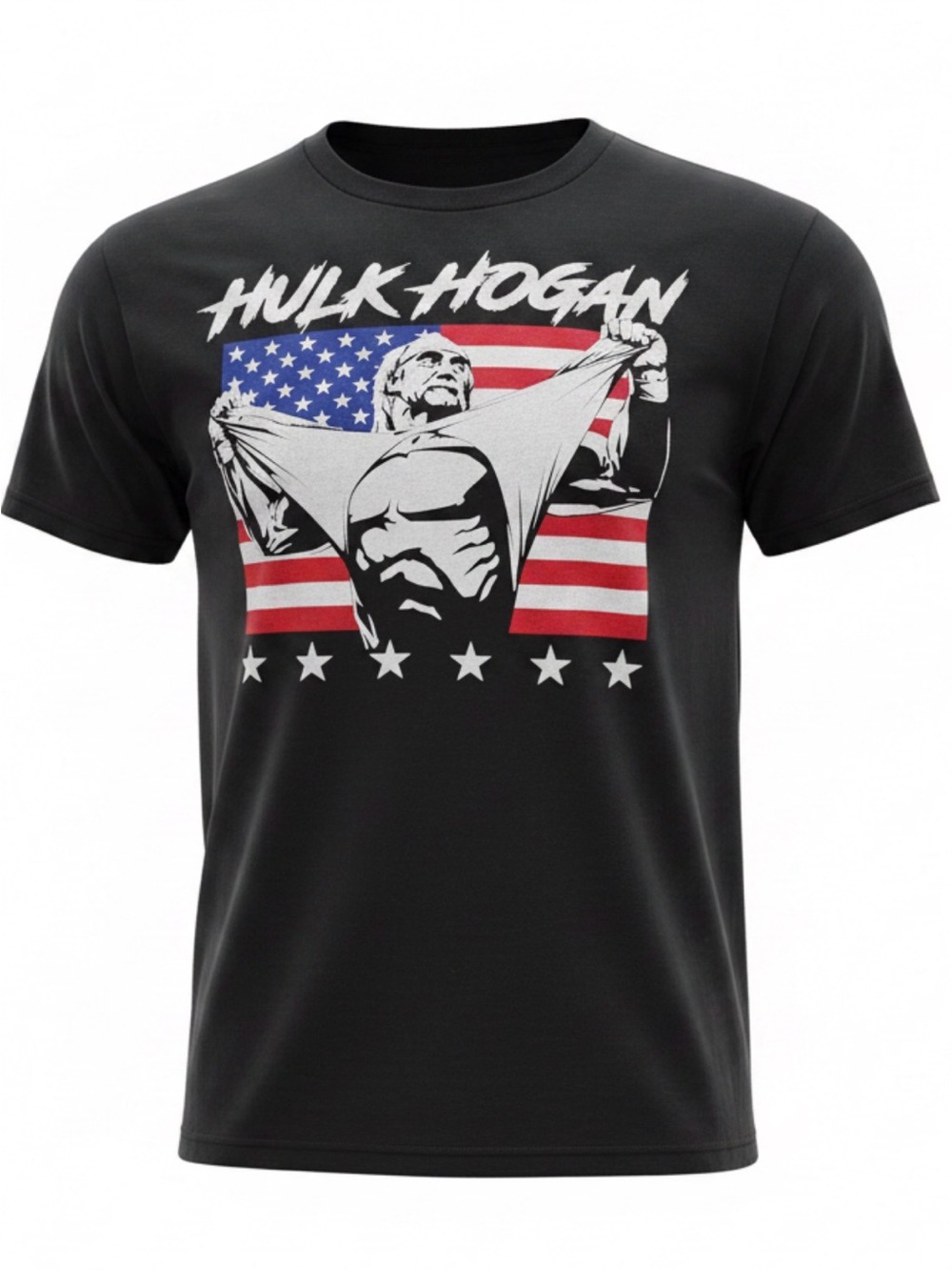 WWE Hulk Hogan American Flag Graphic T-Shirt Black Small Ripple Junction
